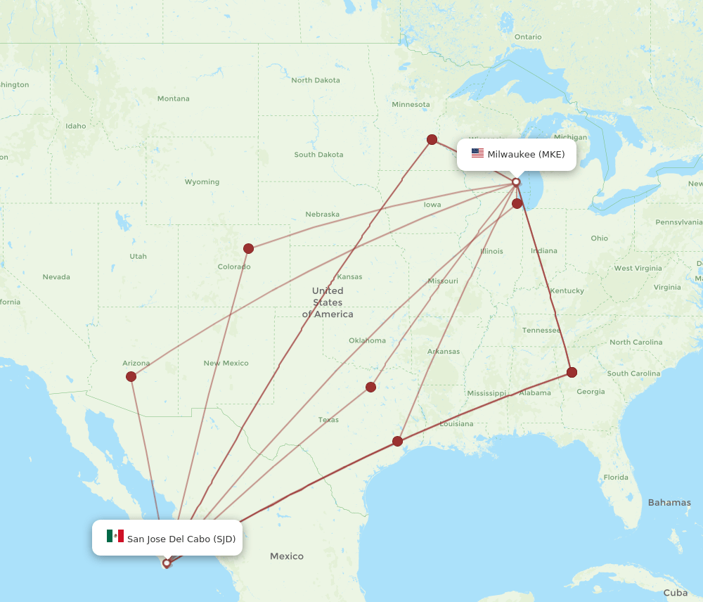 SJD-MKE flight routes