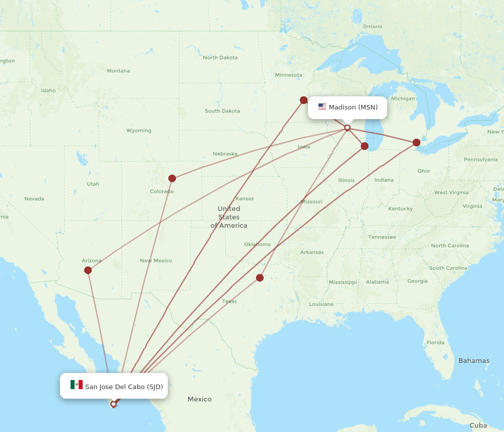SJD-MSN flight routes