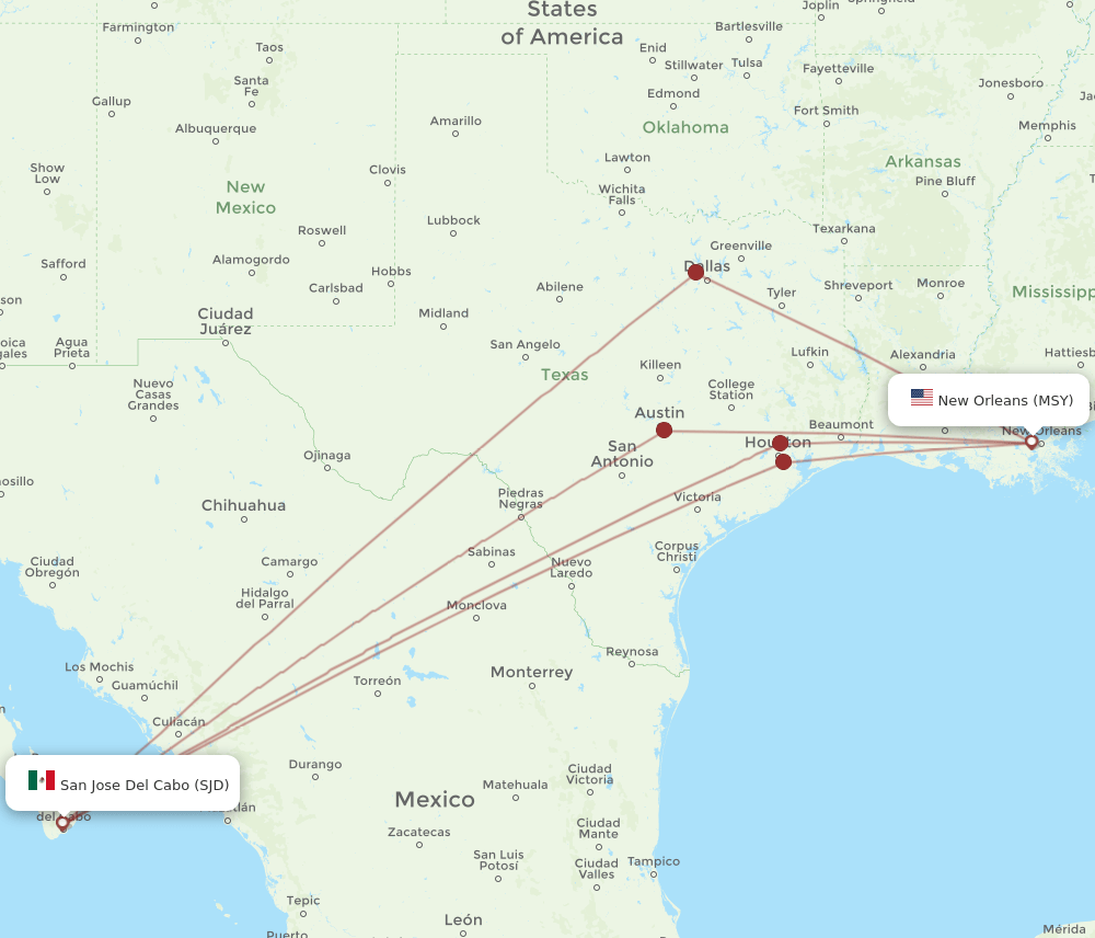 SJD-MSY flight routes