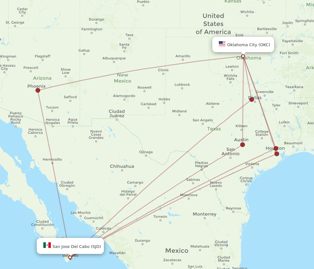 SJD-OKC flight routes