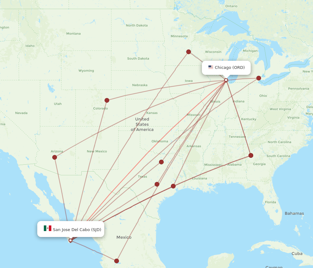 SJD-ORD flight routes