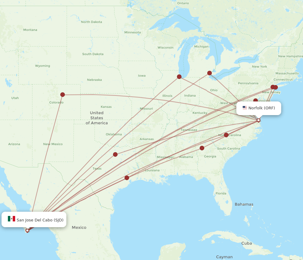 SJD-ORF flight routes