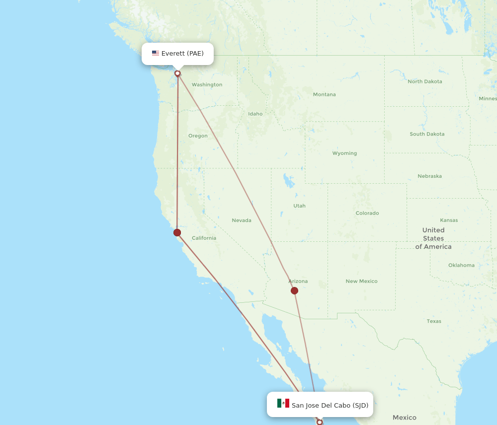 SJD to PAE flights and routes map