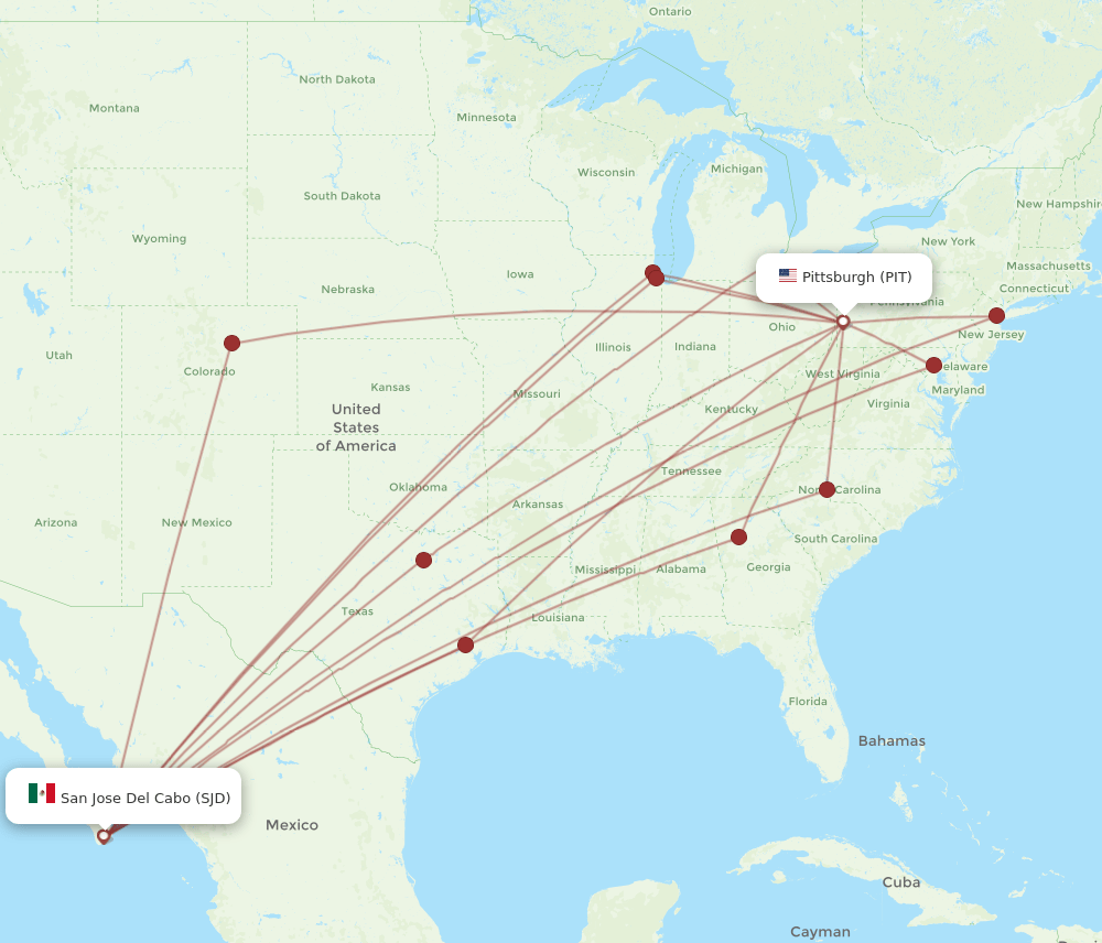 SJD-PIT flight routes