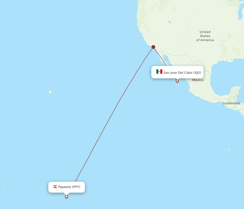 SJD to PPT flights and routes map