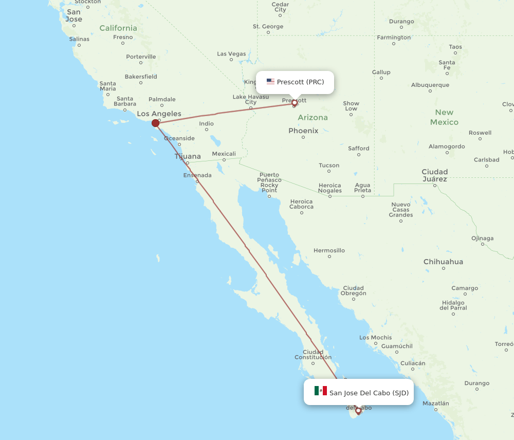SJD to PRC flights and routes map
