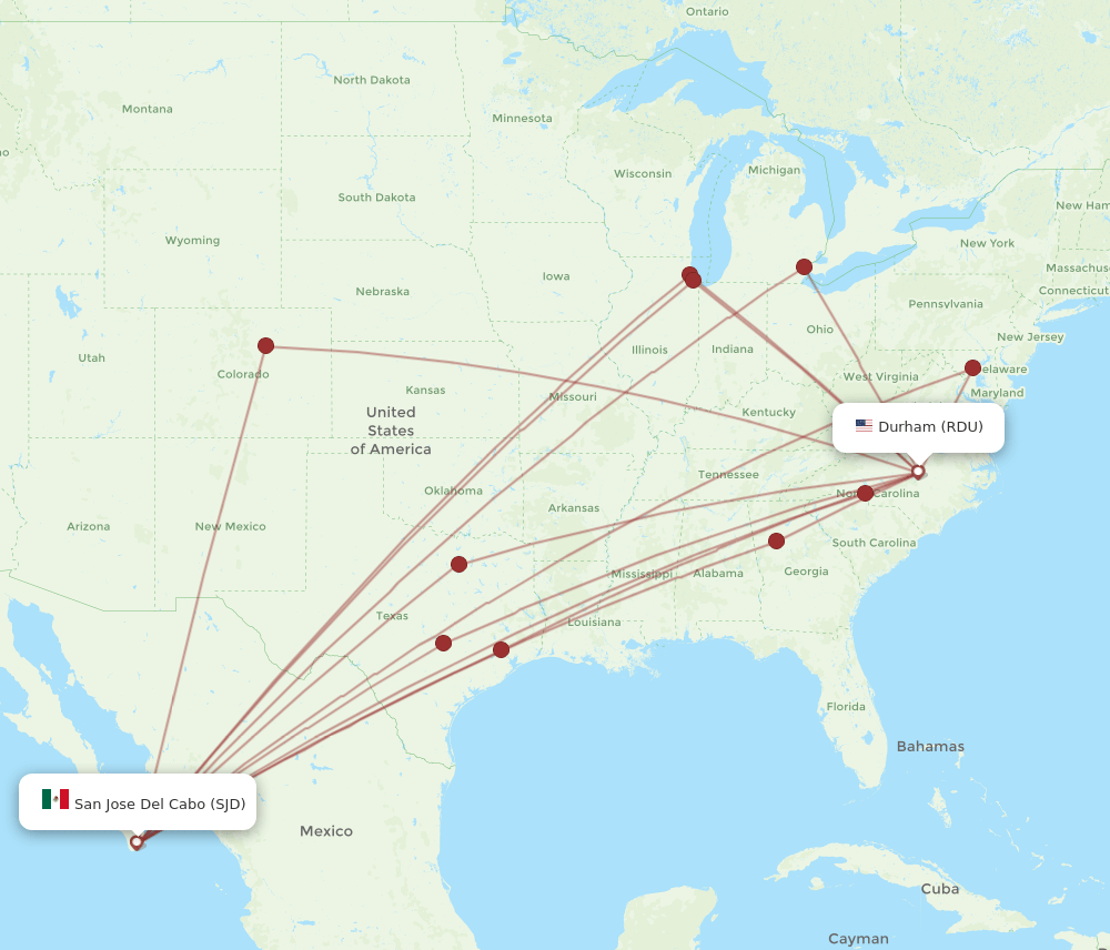 SJD-RDU flight routes