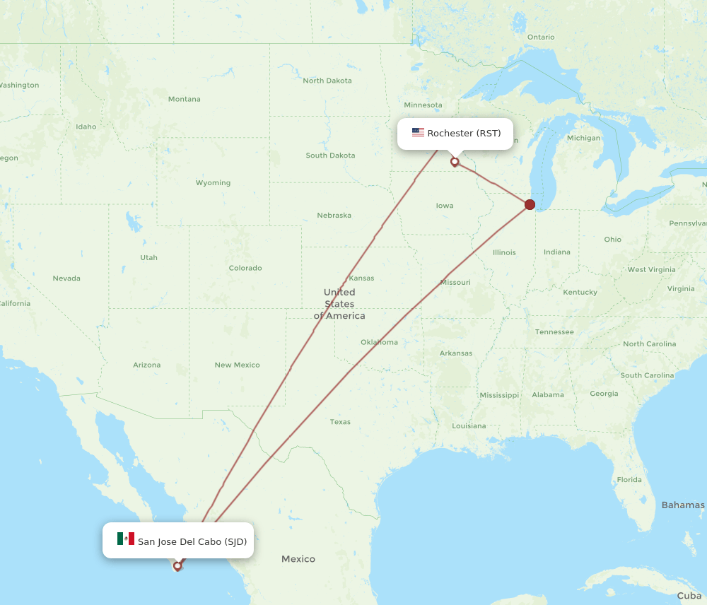 SJD-RST flight routes