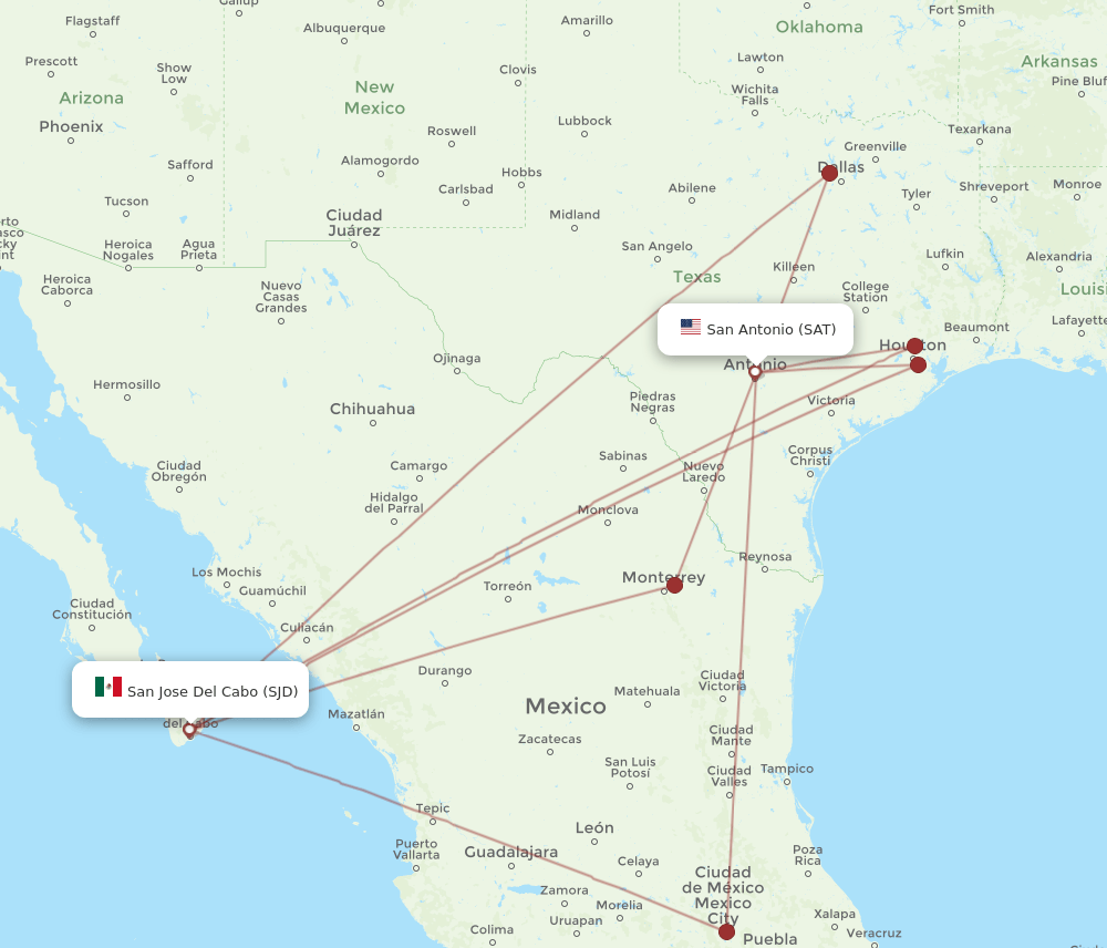 SJD-SAT flight routes