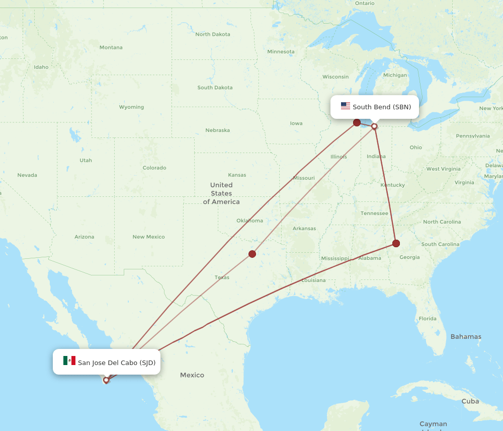 SJD-SBN flight routes