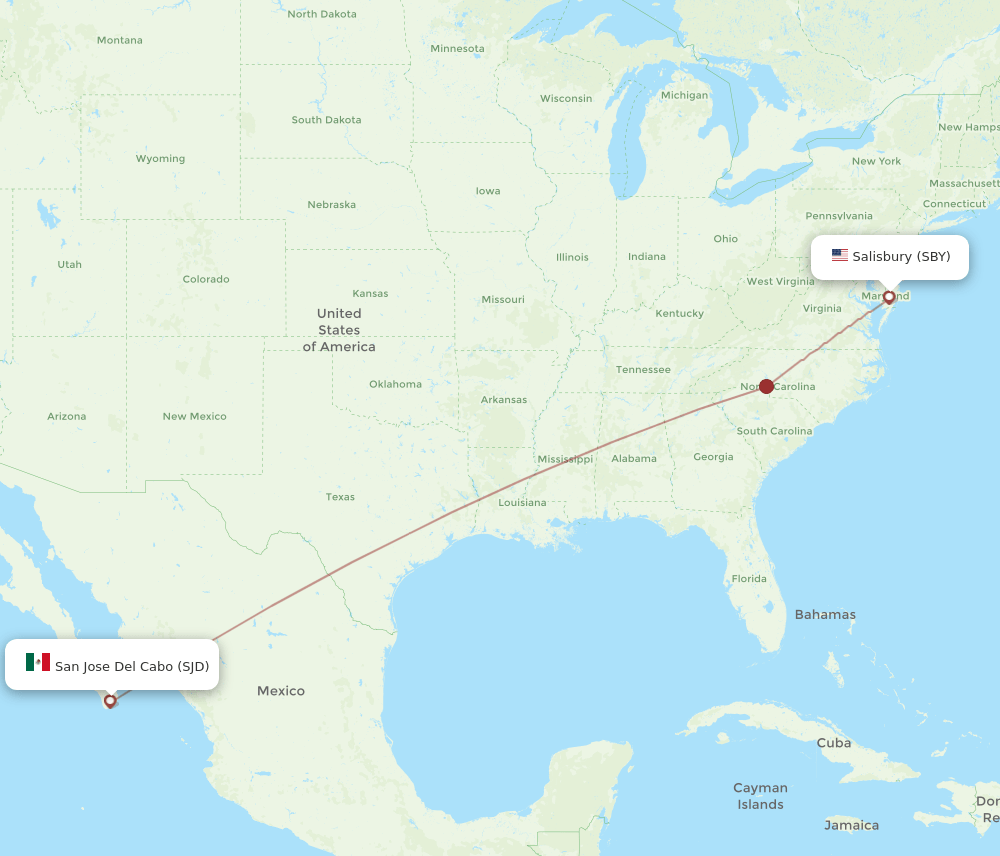 SJD-SBY flight routes