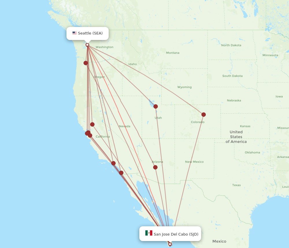 SJD to SEA flights and routes map