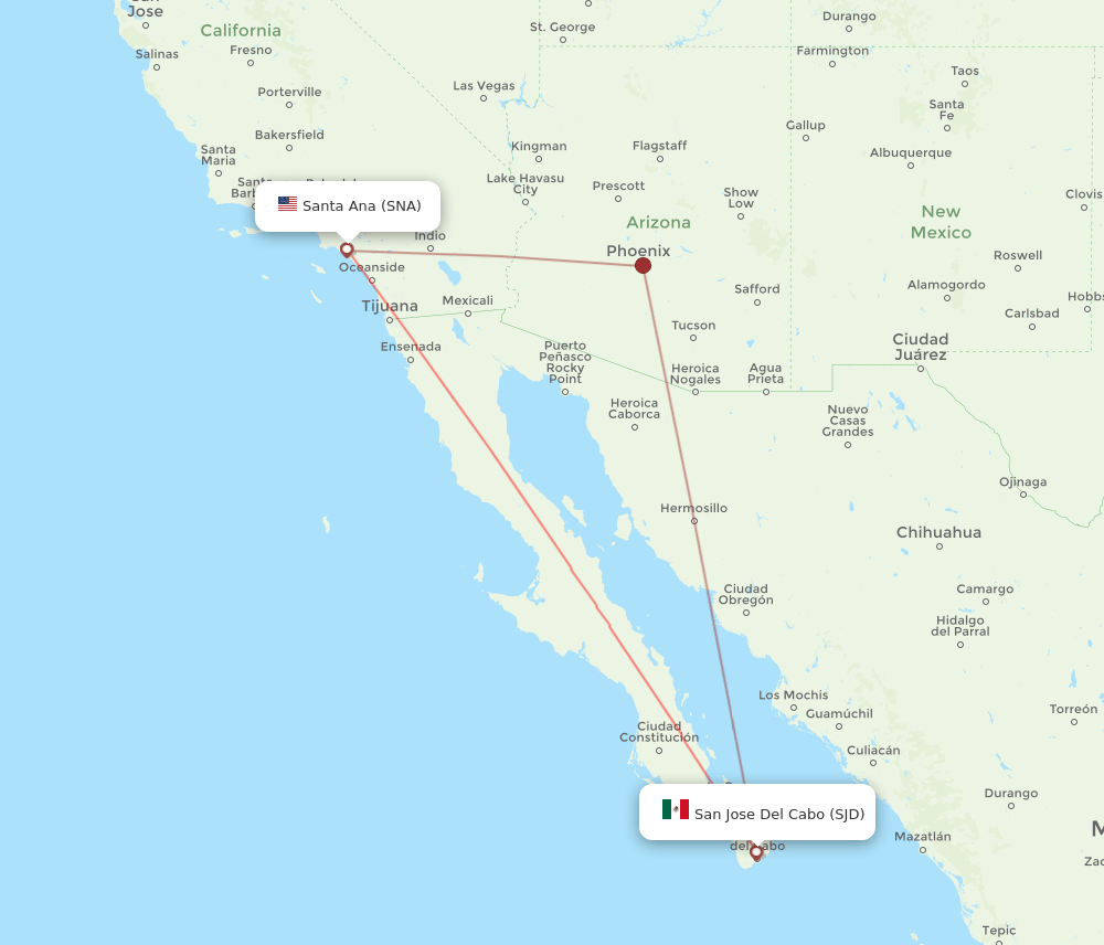 SJD-SNA flight routes