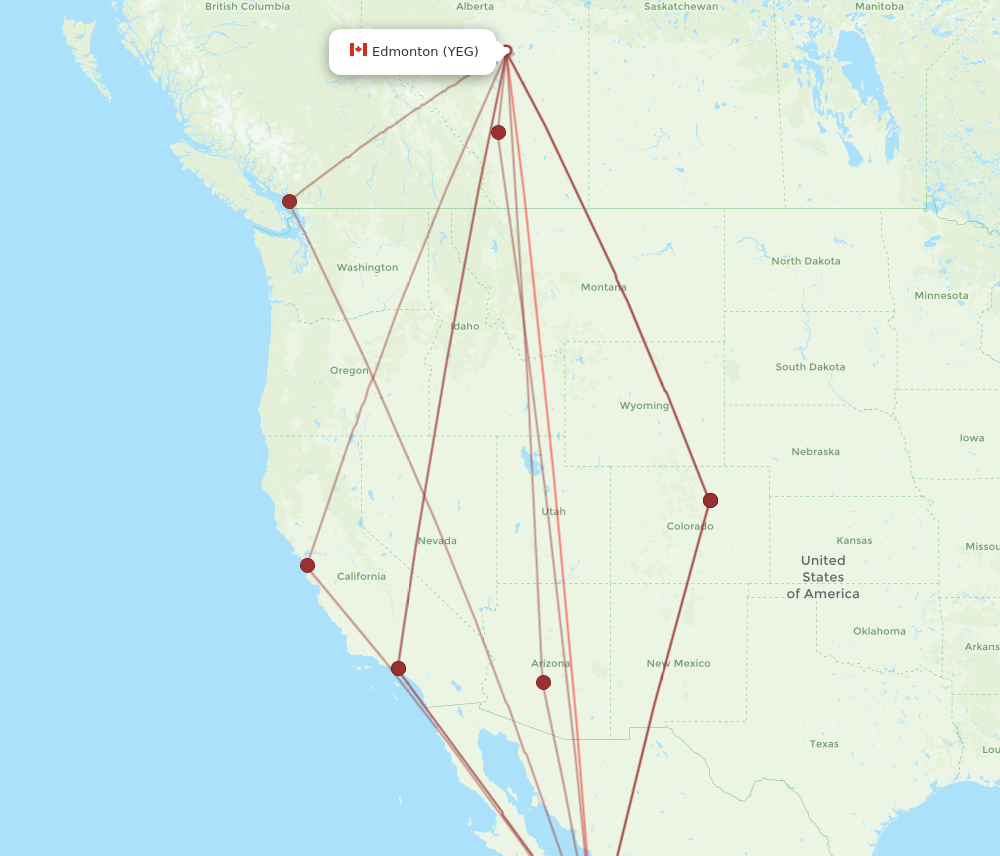 SJD to YEG flights and routes map