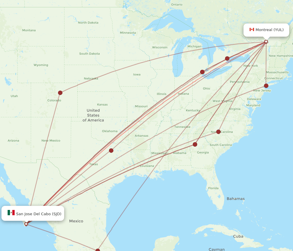 SJD-YUL flight routes