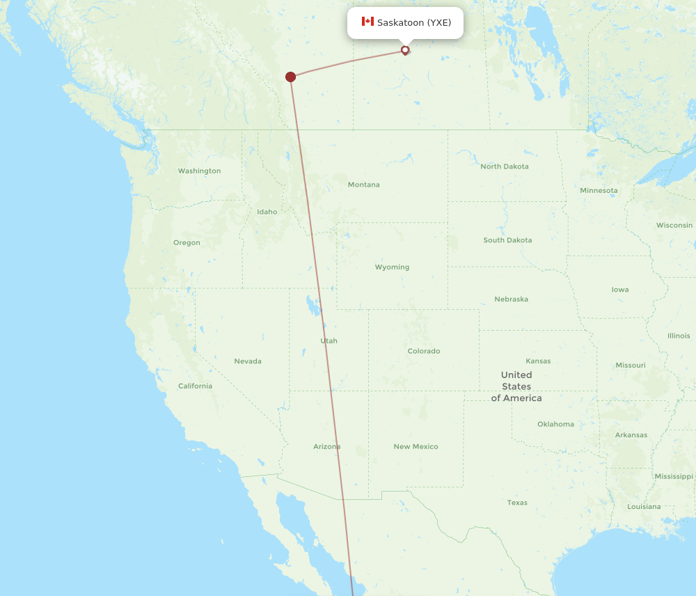 SJD to YXE flights and routes map
