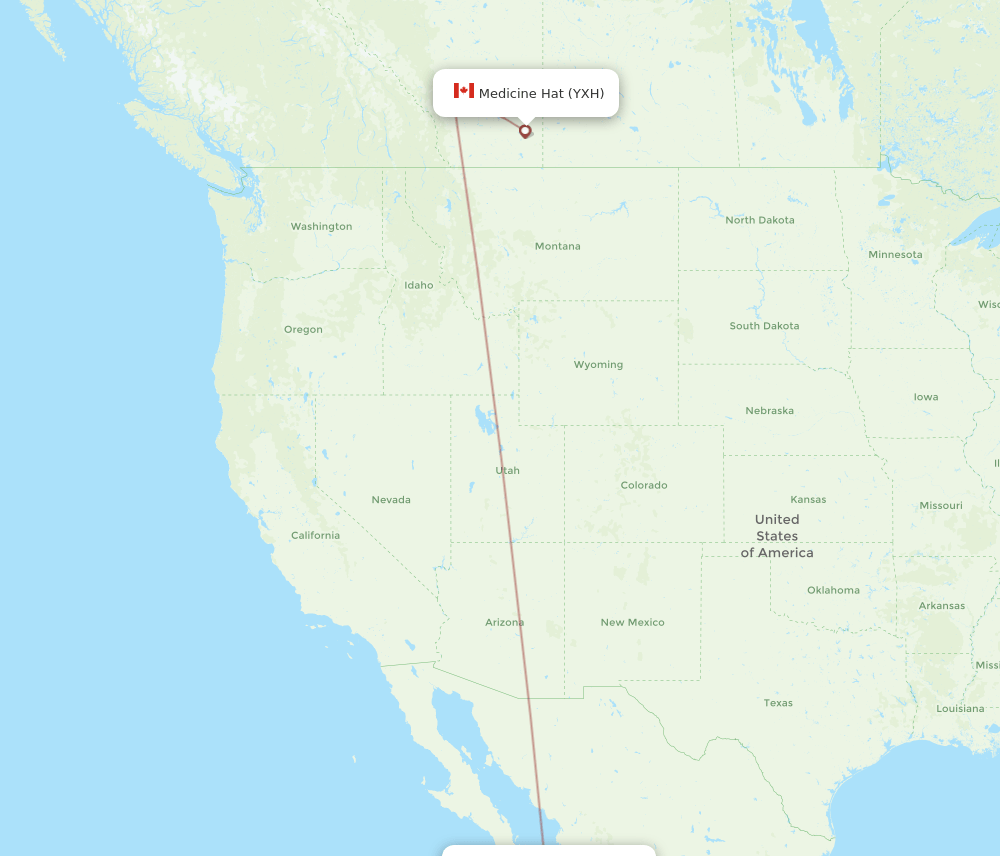 Medicine Hat - San Jose Cabo route map and flight paths