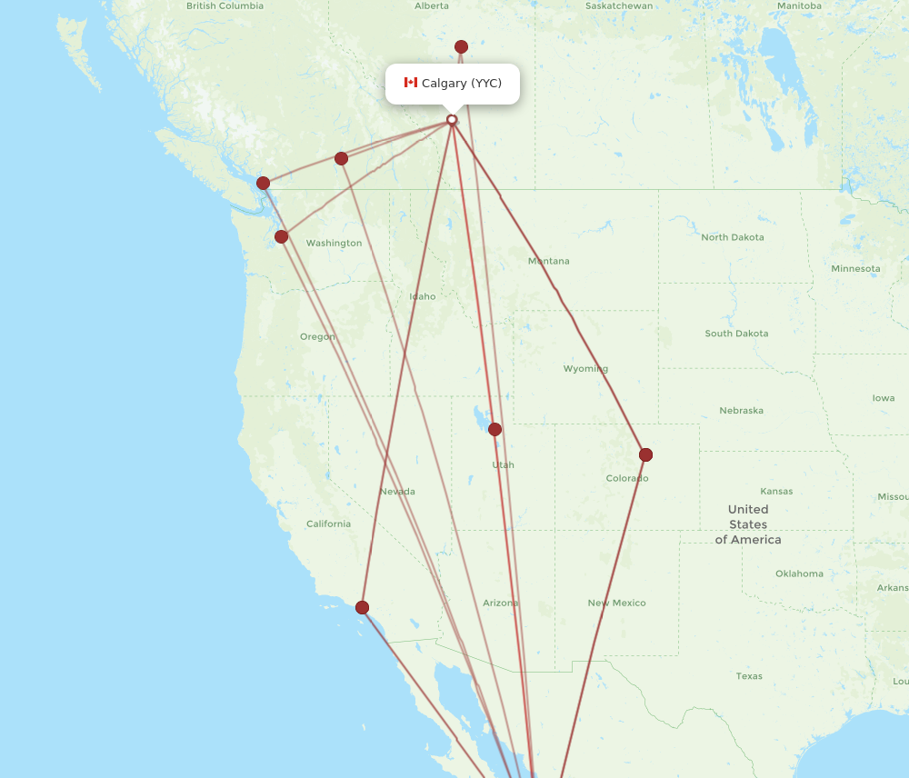 SJD to YYC flights and routes map