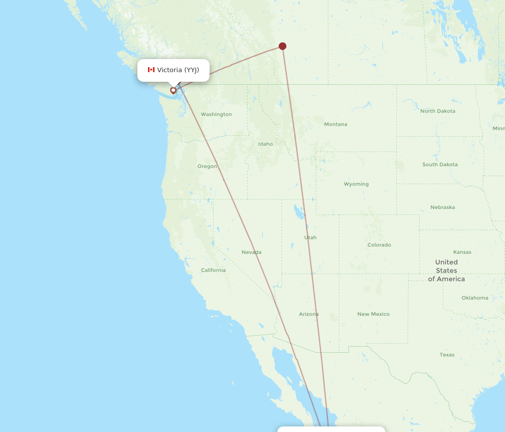 Victoria - San Jose Cabo route map and flight paths