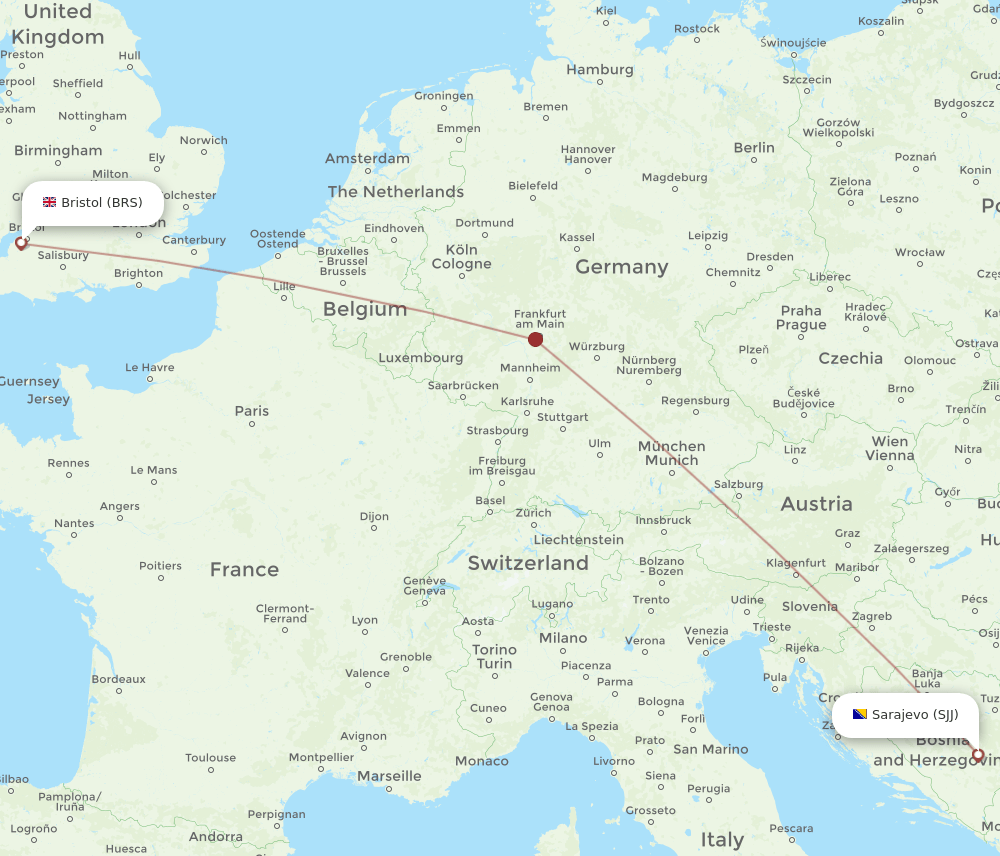 SJJ-BRS flight routes