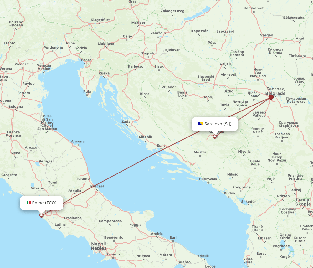 SJJ-FCO flight routes