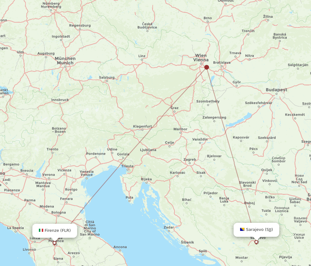 SJJ-FLR flight routes