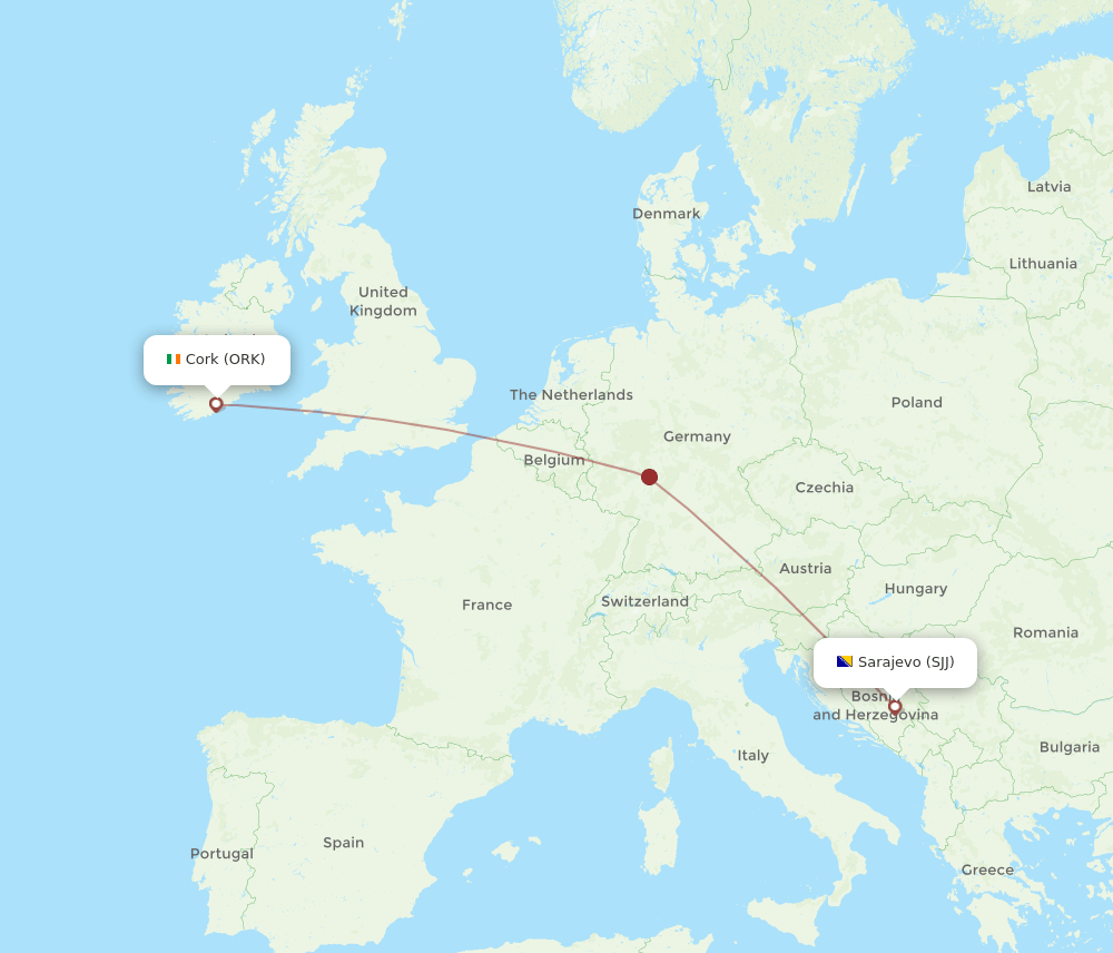 SJJ-ORK flight routes