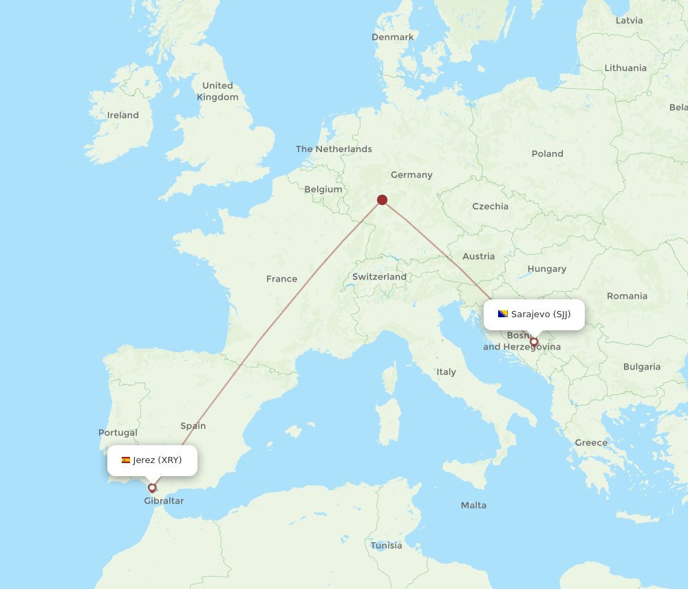 SJJ-XRY flight routes