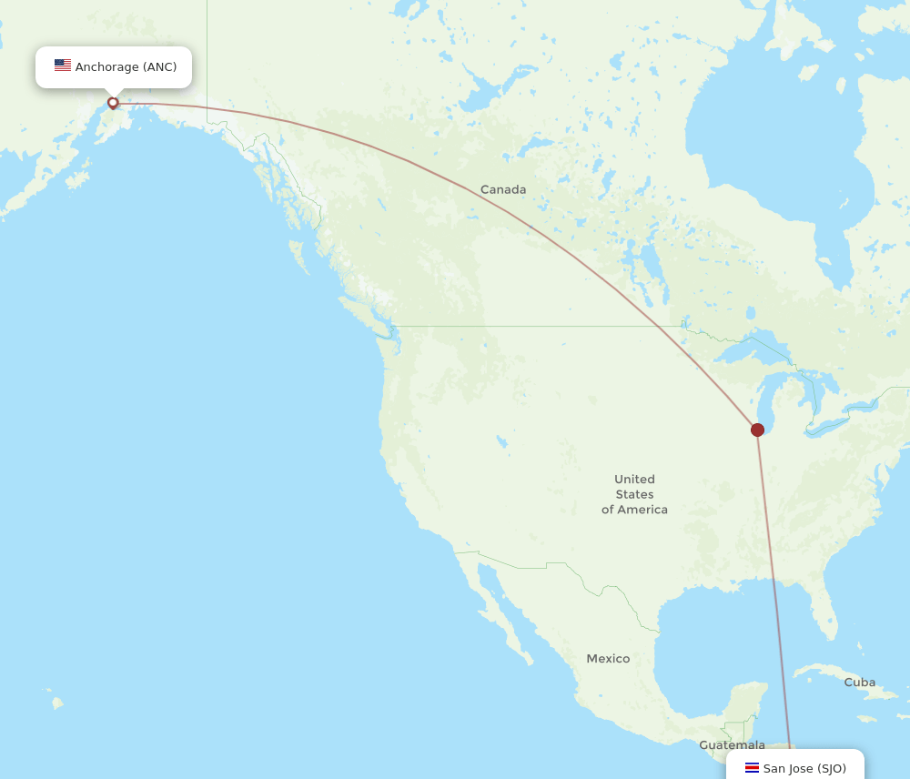 SJO-ANC flight routes