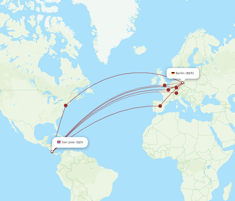 SJO-BER flight routes