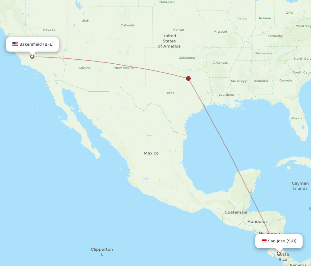 SJO-BFL flight routes
