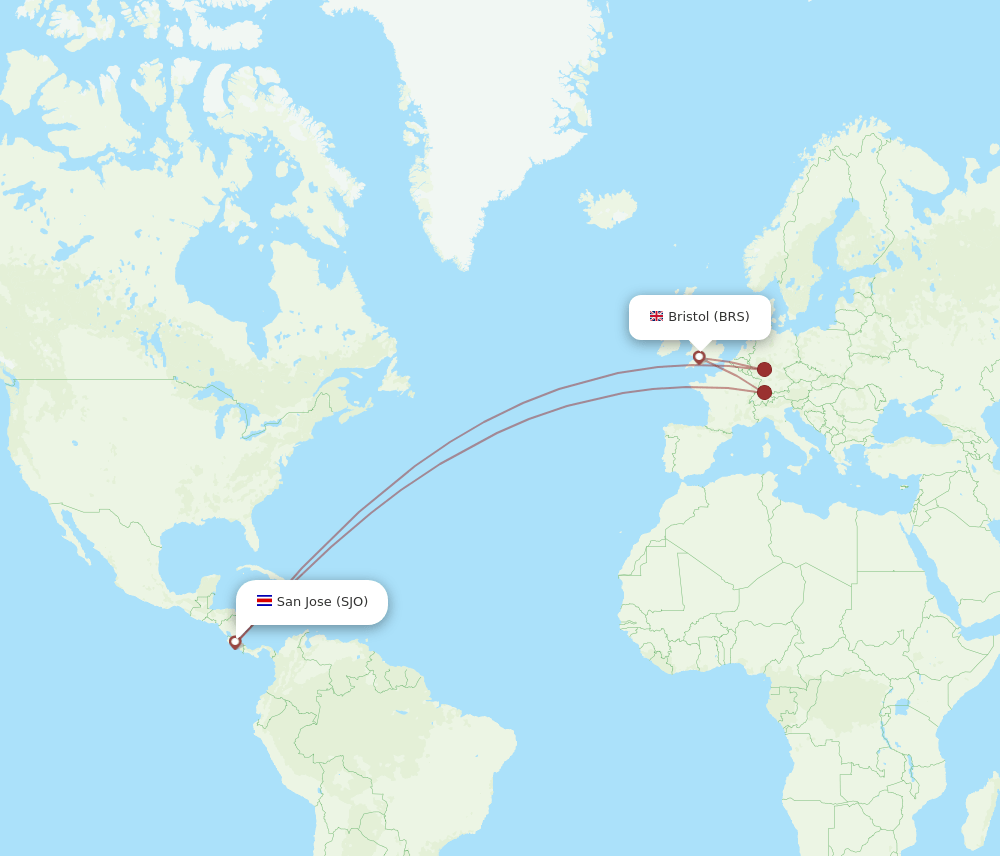 SJO-BRS flight routes