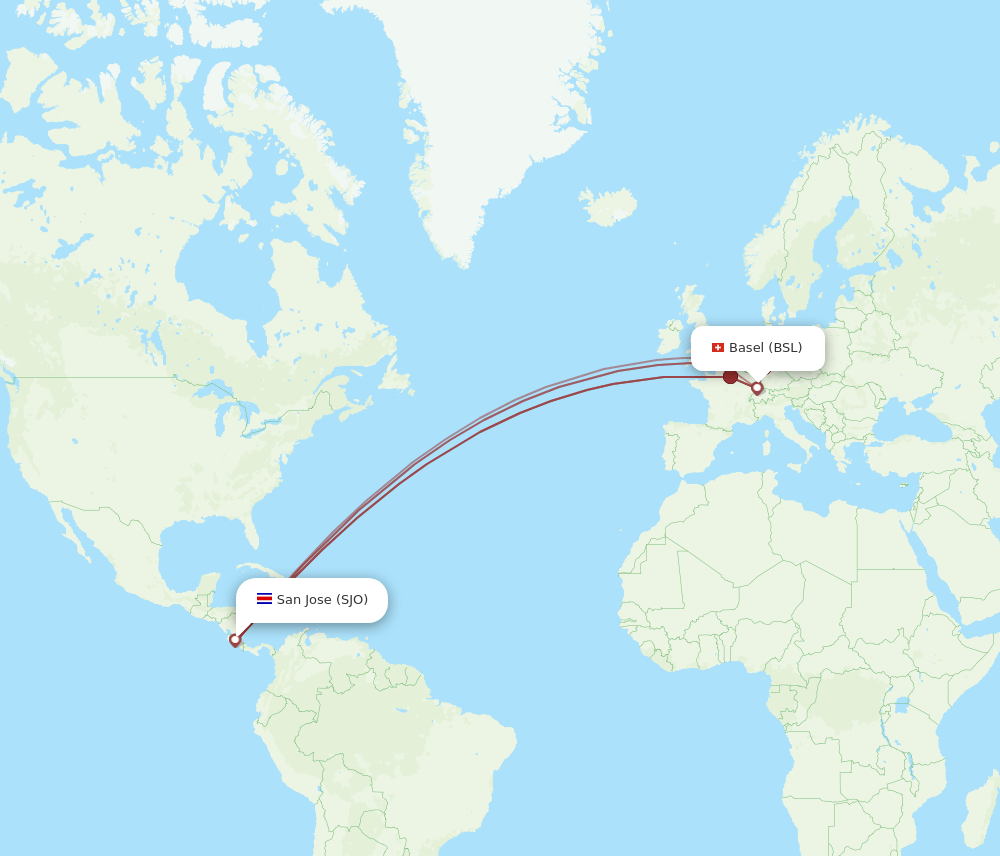 SJO-BSL flight routes