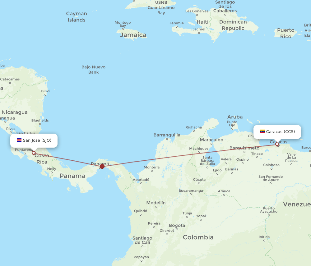 SJO-CCS flight routes