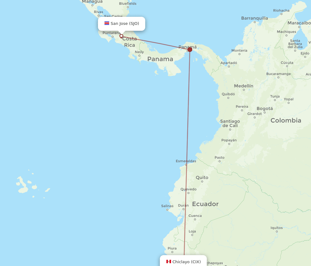 SJO-CIX flight routes