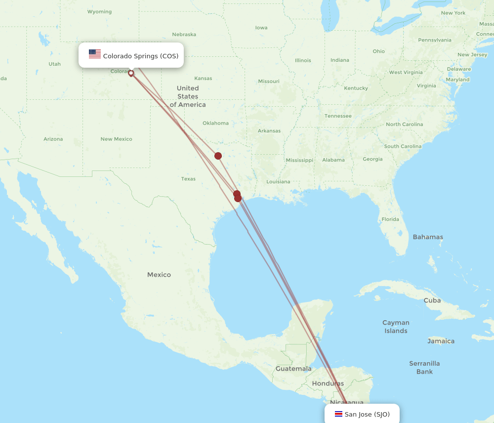 SJO-COS flight routes