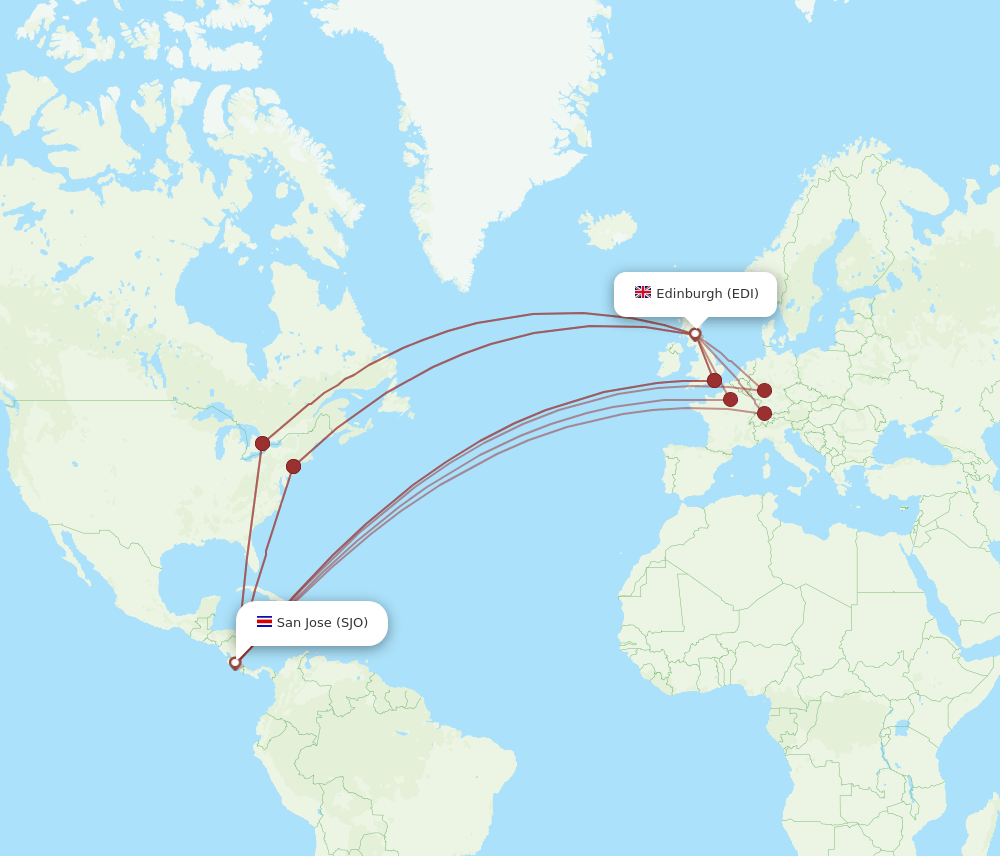 SJO-EDI flight routes
