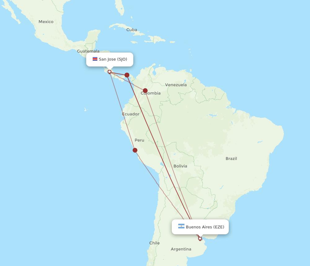 SJO-EZE flight routes