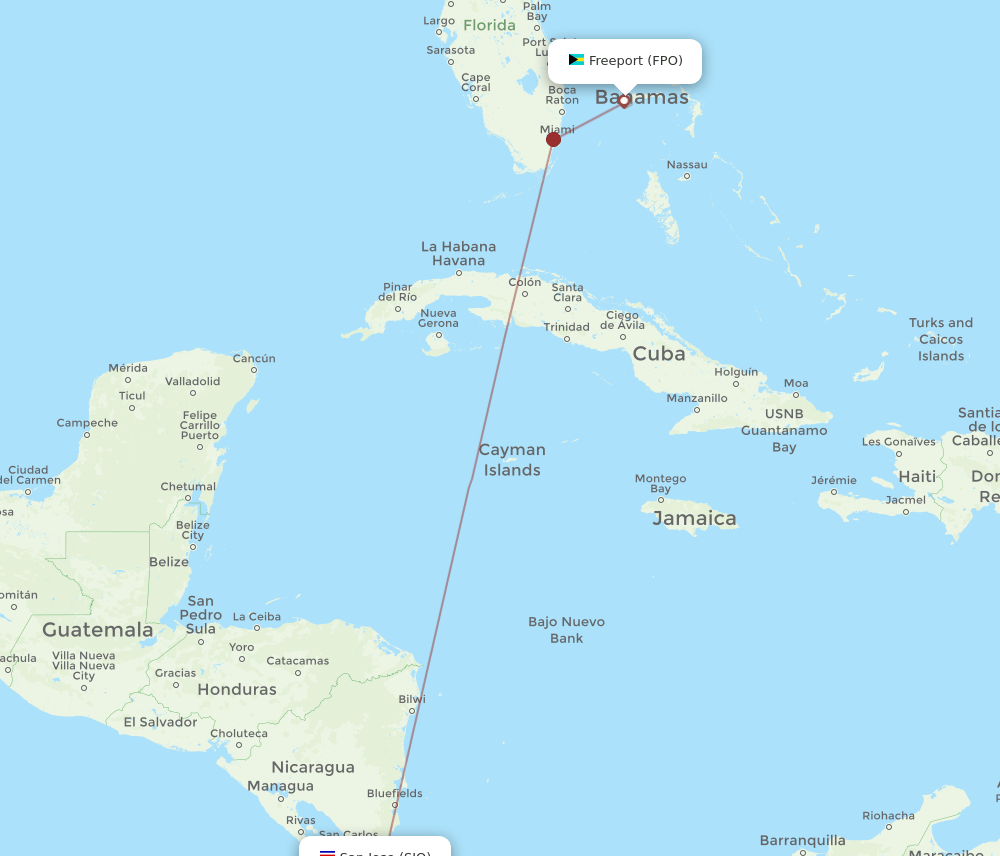 SJO-FPO flight routes