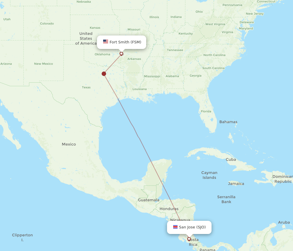 SJO to FSM flights and routes map