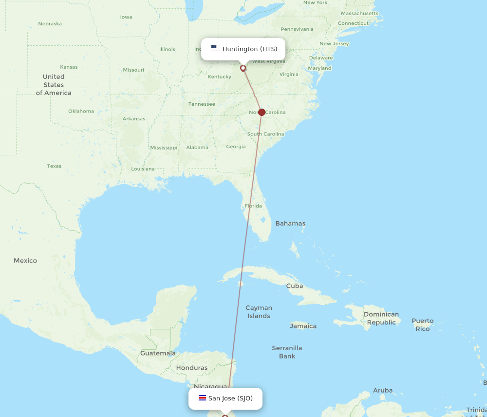 SJO-HTS flight routes