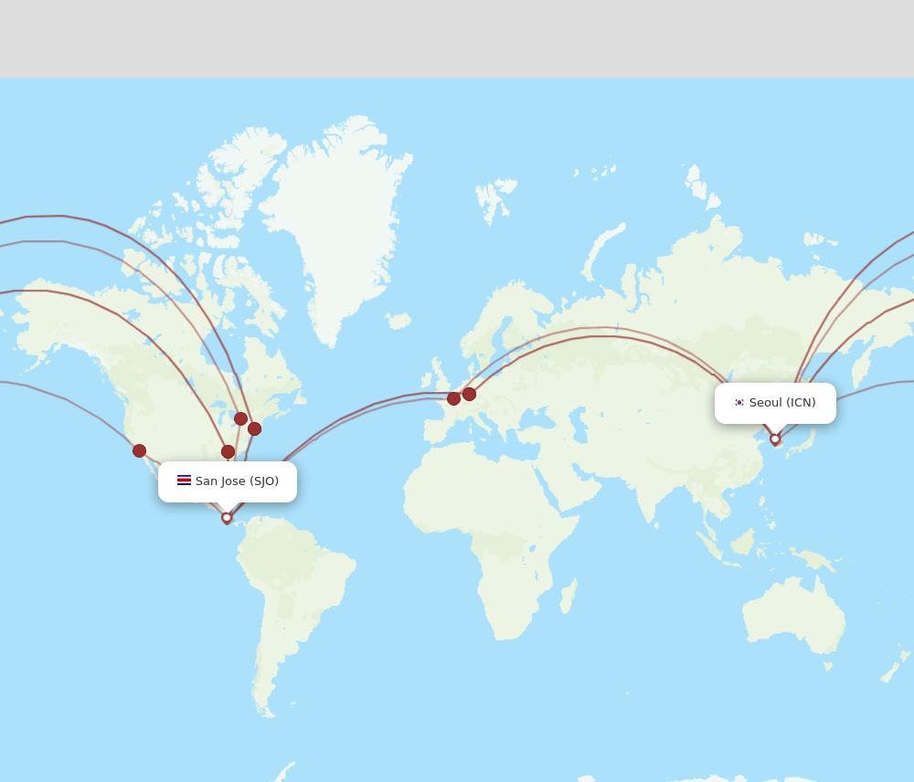 SJO-ICN flight routes