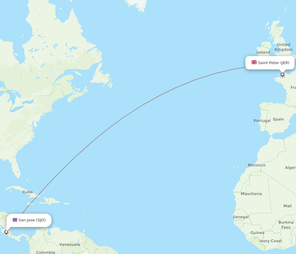 SJO-JER flight routes