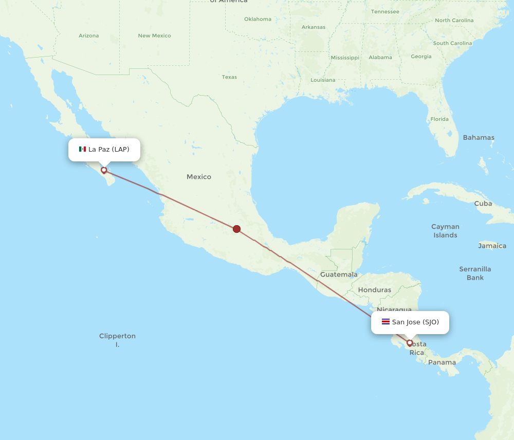 SJO-LAP flight routes