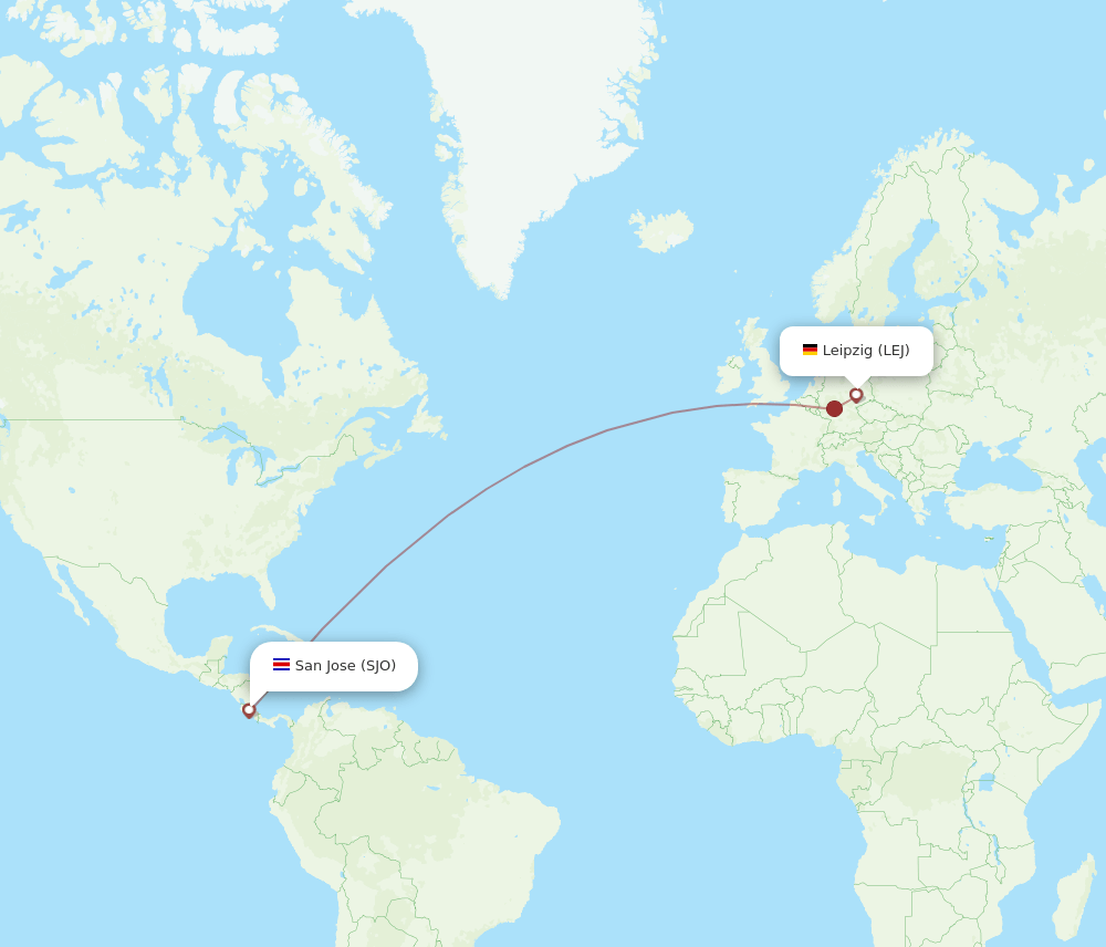 SJO-LEJ flight routes