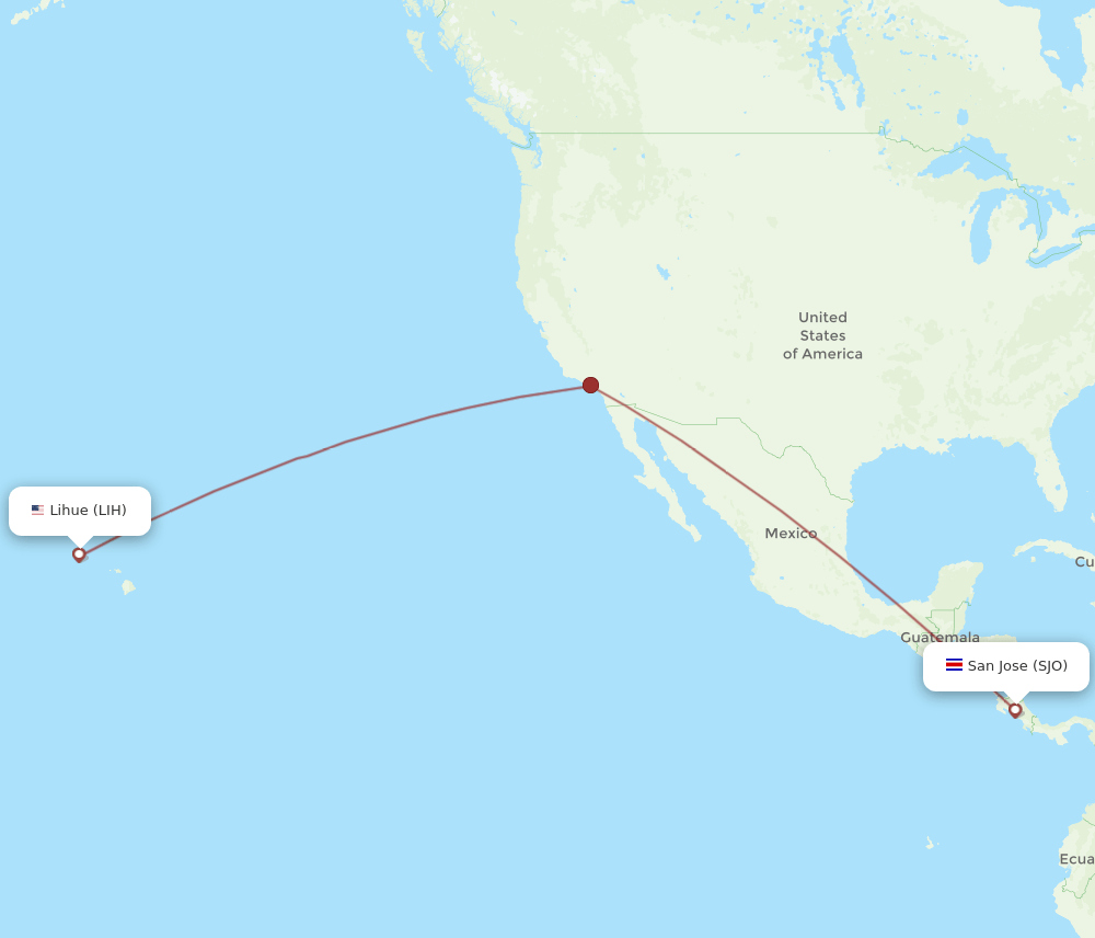 SJO-LIH flight routes