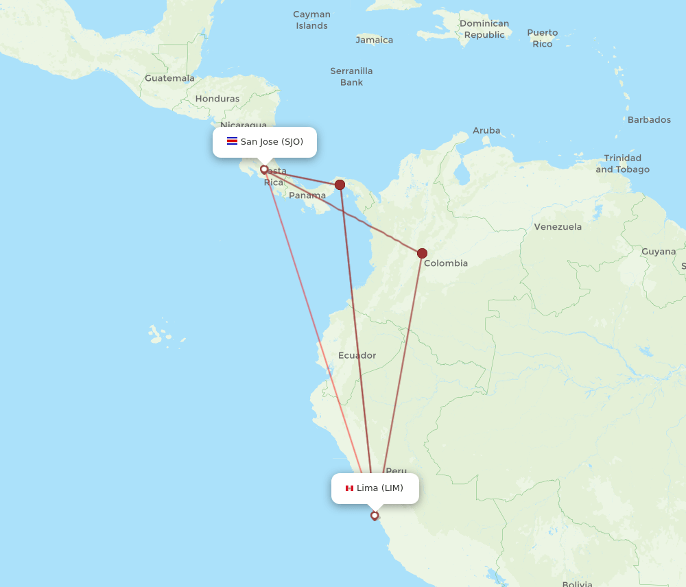 SJO-LIM flight routes