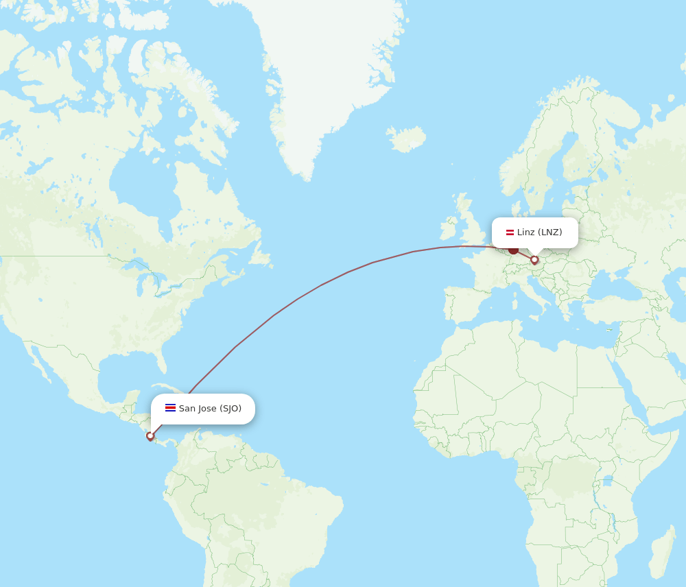 SJO-LNZ flight routes