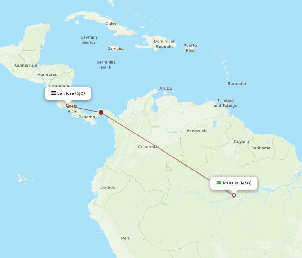 SJO-MAO flight routes