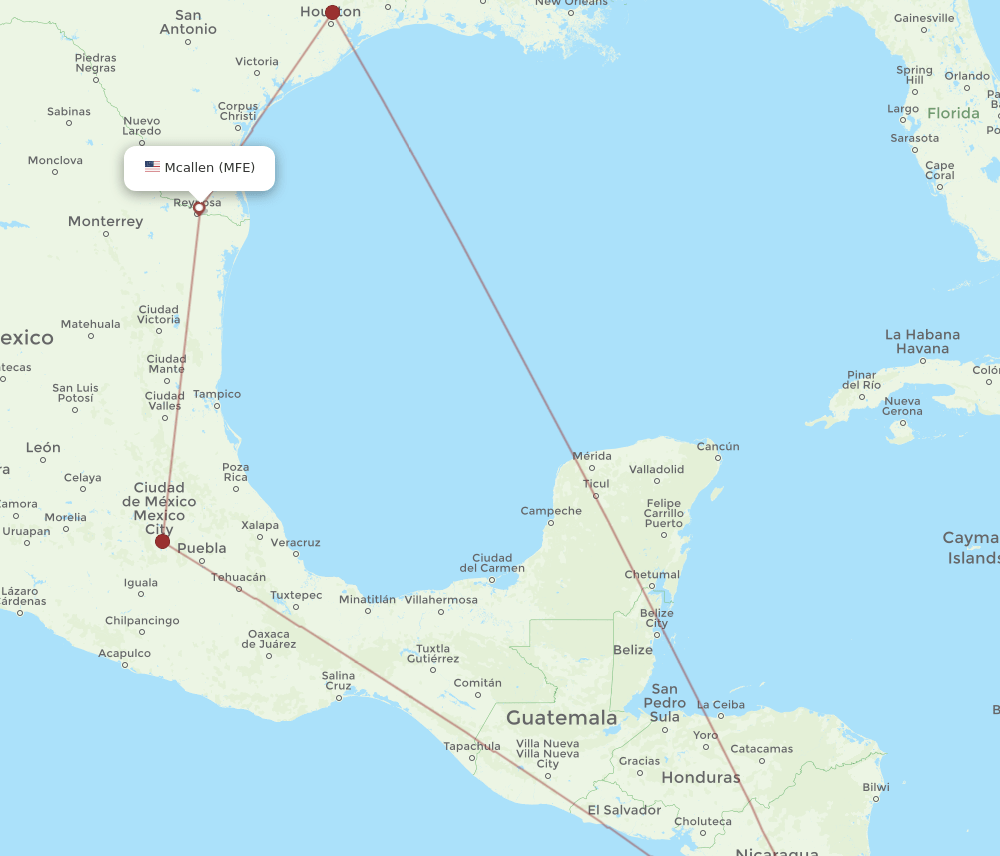SJO-MFE flight routes